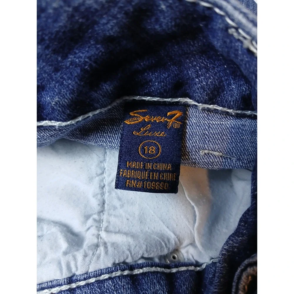 Y2K Seven7 Luxe Women Plus Size 18 Bermuda Denim Shorts Medium Wash Blue Stretch